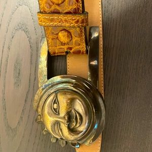 Beautiful Graphic Design Crocodile Skin Brown Belt